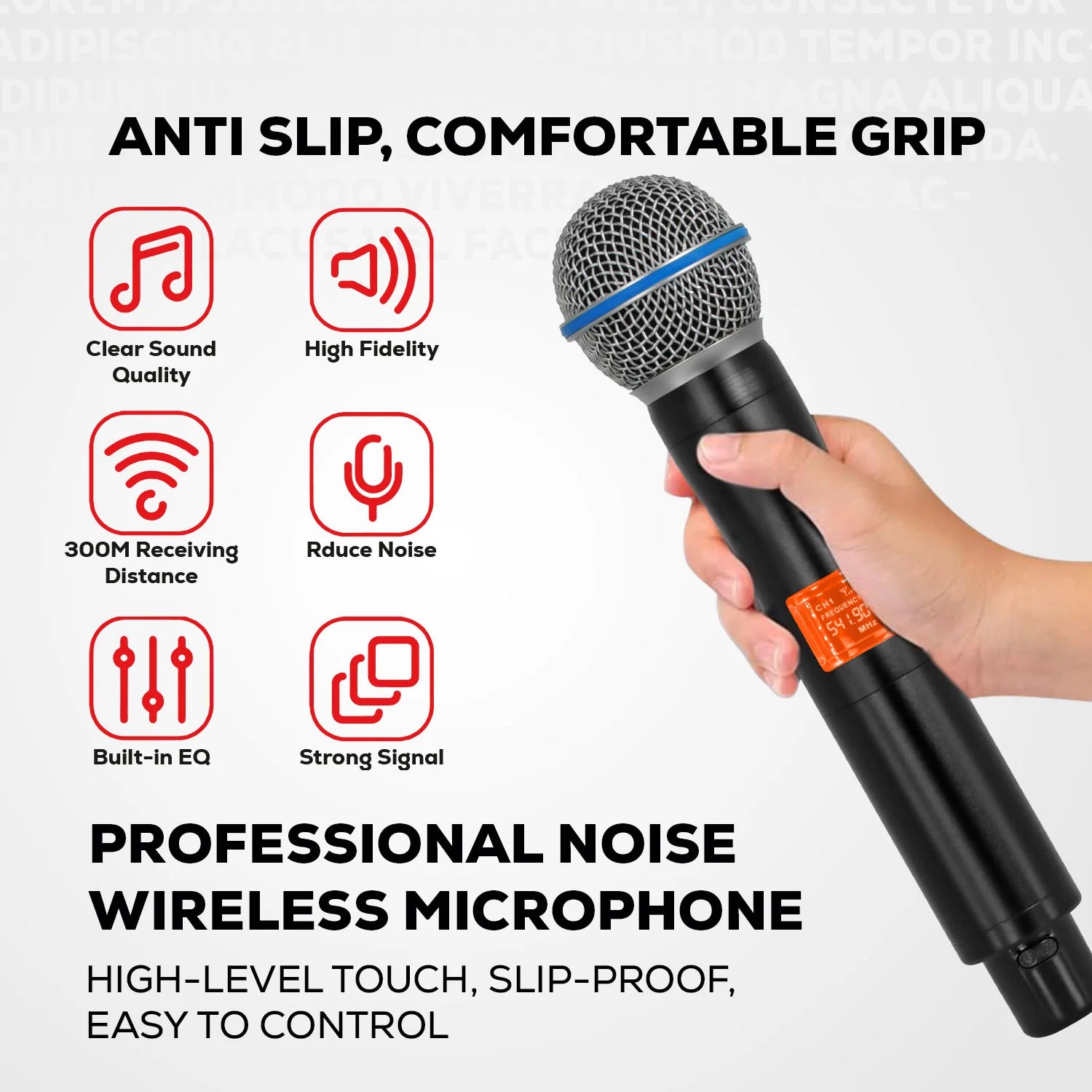 5 Core Wireless Microphone System 4 Channel UHF 492F Range Portable Receiver W Cordless Mic