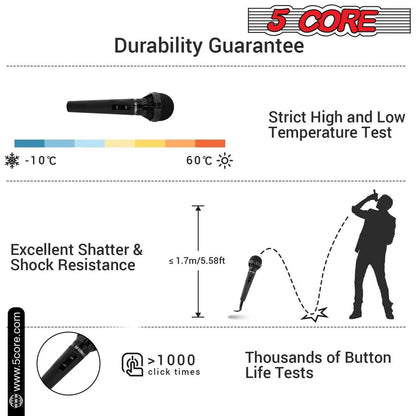 5Core XLR Microphone Dynamic Mic Karaoke Singing Studio Mics Handheld Microfono